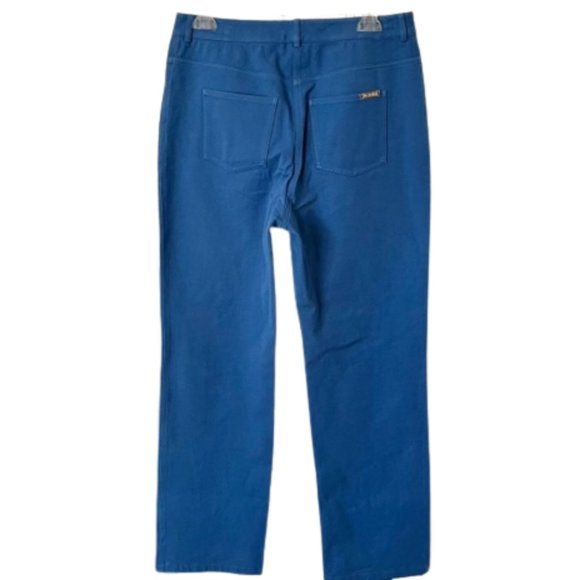 St. John Yellow Label Cerulean Blue High Rise Straight Leg Cotton Jeans - 8 - Picture 3 of 9